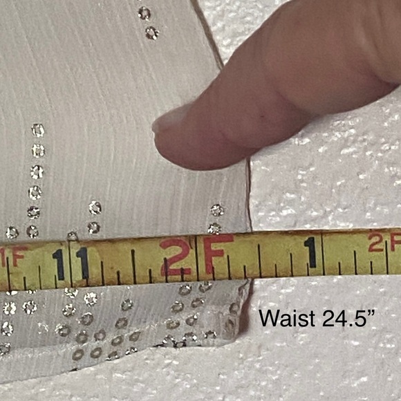 Christopher & Bank Blouse Glam Satin Ivory & Silver M Relax Long Sleeve Button - Picture 10 of 10